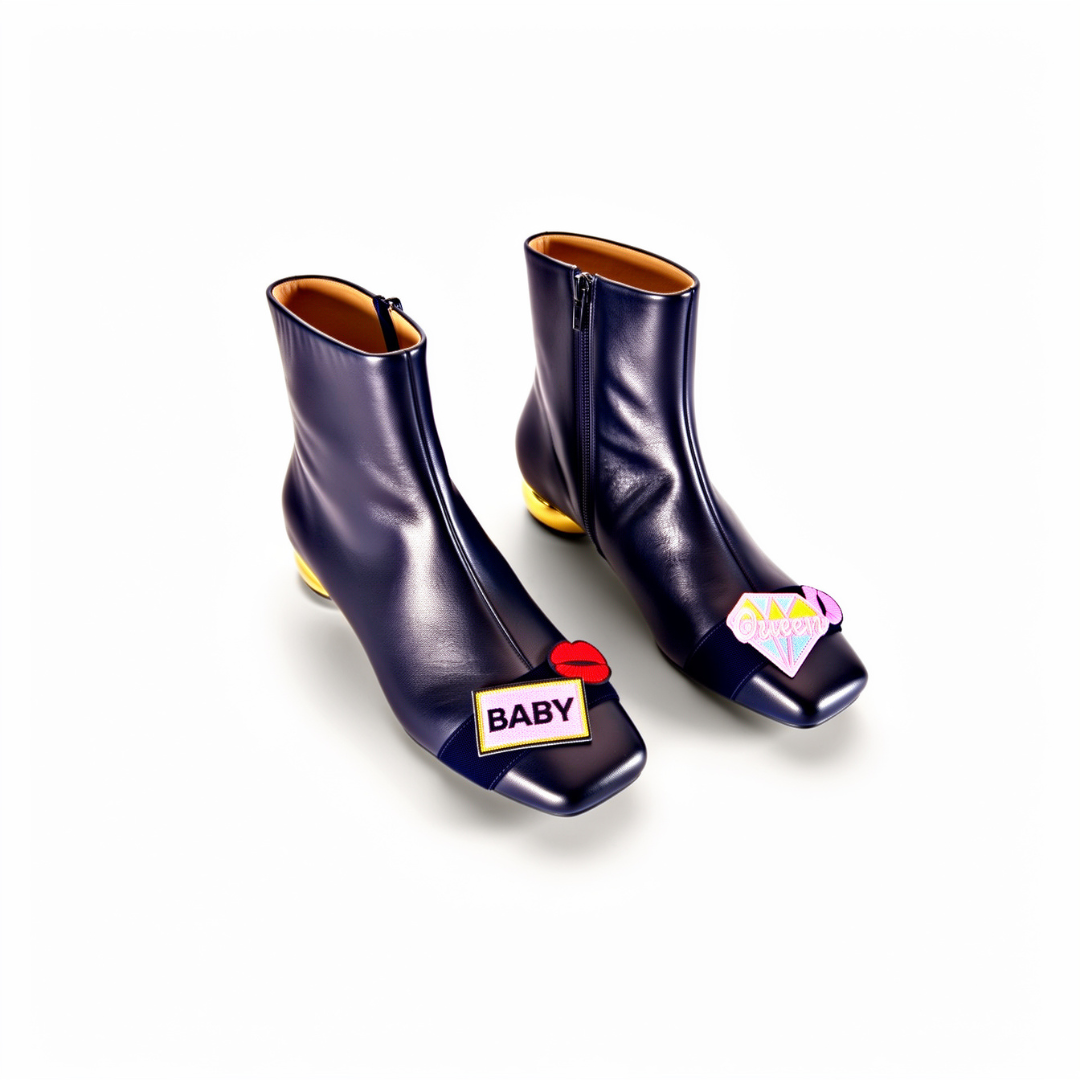 Golden Mirror Sheepskin Stick-on Boots Custom Discount Set