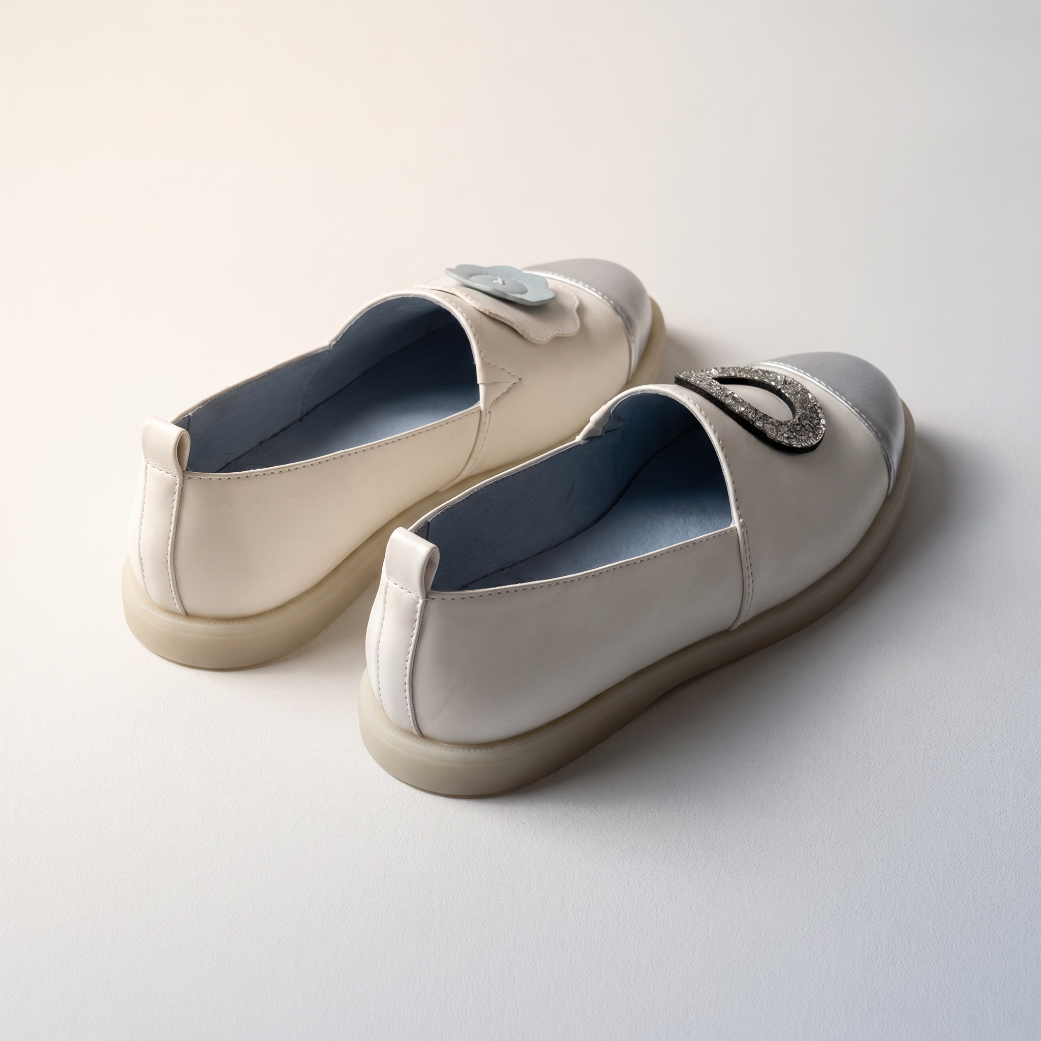 Moonwalk Lambskin Stick-On Shoes · Silver Frost Custom Value Set